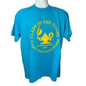 1995 "Clash of the Titans" Brevard's Scientific Scholars Tee XL Blue & Yellow